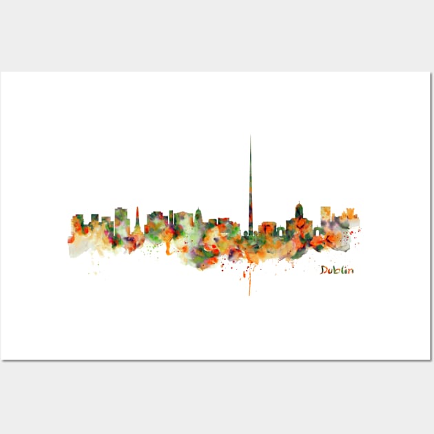 Dublin Watercolor Skyline Wall Art by Marian Voicu